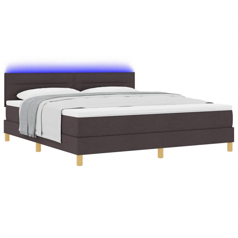Łóżko z sprężyną LED z LED Ciemny brąz 180 x 200 cm tkanina