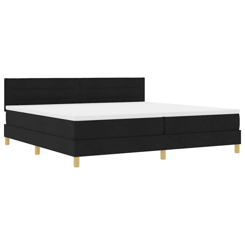 Łóżko z sprężyną LED z materacem Czarny 200 x 200 cm tkanina