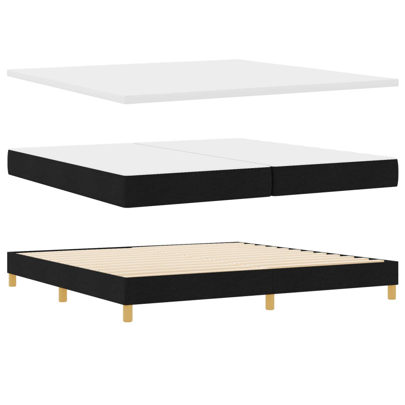 Łóżko z sprężyną LED z materacem Czarny 200 x 200 cm tkanina