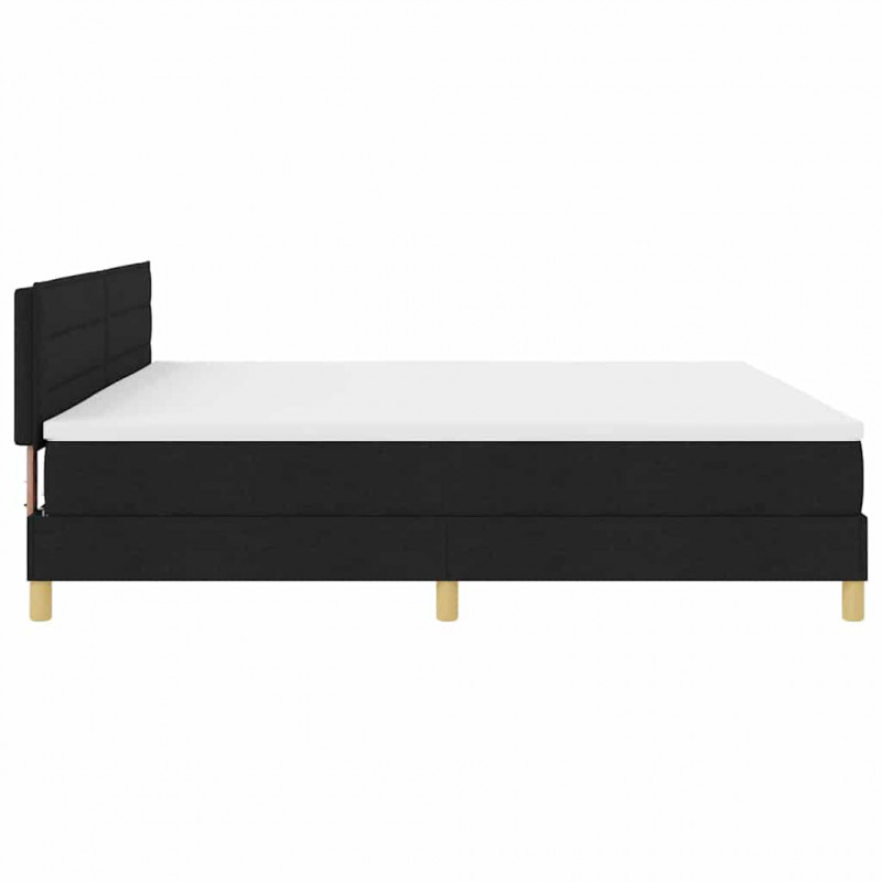Łóżko z sprężyną LED z materacem Czarny 200 x 200 cm tkanina
