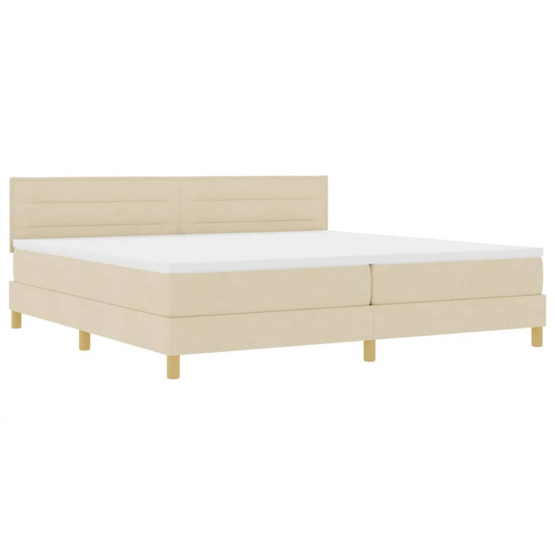 Łóżko z sprężyną LED z materacem Kremowy 200 x 200 cm tkanina