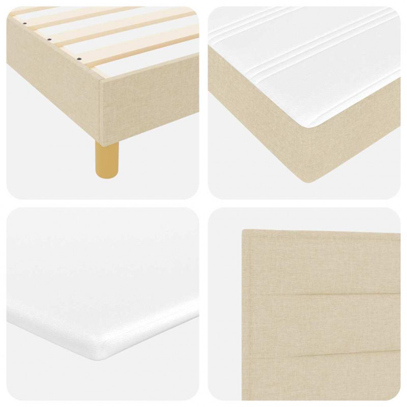 Łóżko z sprężyną LED z materacem Kremowy 200 x 200 cm tkanina