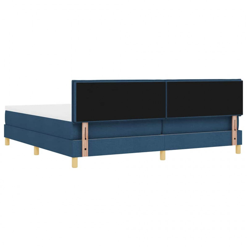 Łóżko z sprężyną LED z materacem Niebieski 200 x 200 cm tkanina