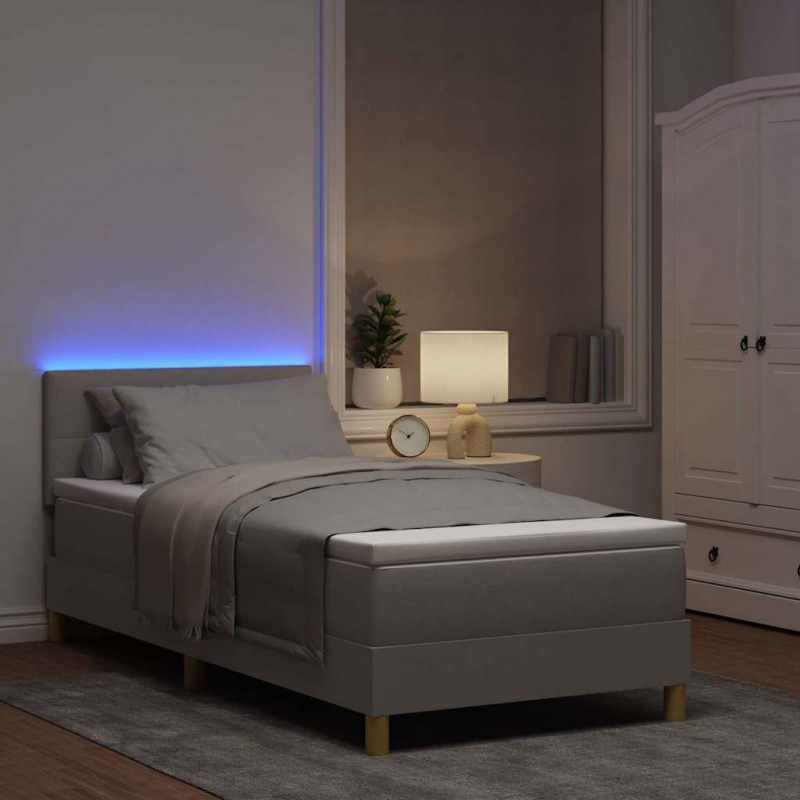 Łóżko z sprężyną LED z LED Ciemnoszary 80 x 200 cm tkanina