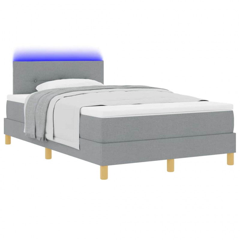Łóżko z sprężyną LED z LED Jasnoszary 120 x 200 cm tkanina