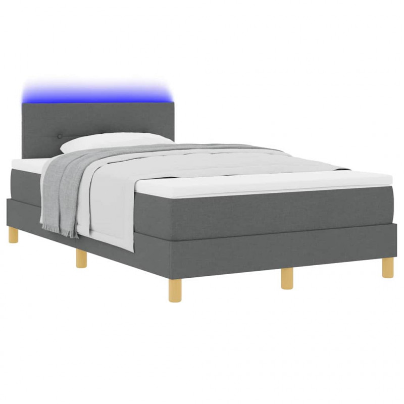 Łóżko z sprężyną LED z LED Ciemnoszary 120 x 200 cm tkanina