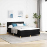 Łóżko z sprężyną LED z materacem Czarny 140 x 190 cm tkanina