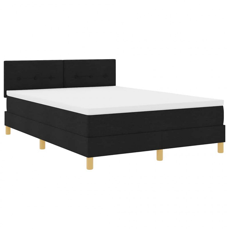 Łóżko z sprężyną LED z materacem Czarny 140 x 190 cm tkanina