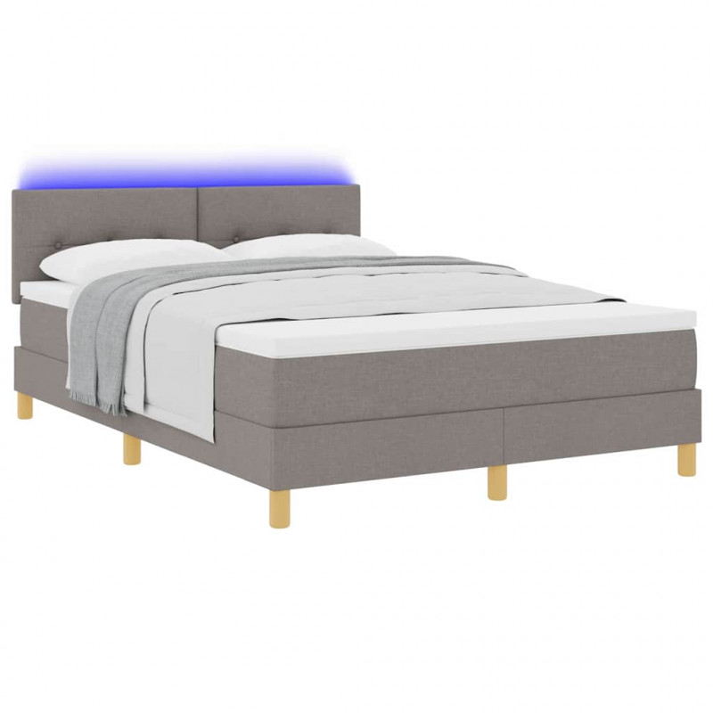 Łóżko z sprężyną LED z LED Ciemnoszary 140 x 190 cm tkanina