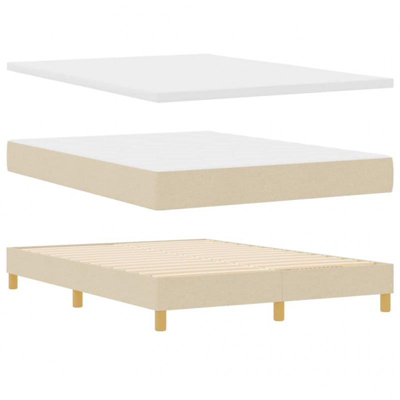 Łóżko z sprężyną LED z materacem Kremowy 140 x 200 cm tkanina