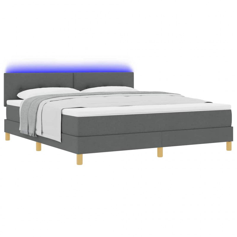 Łóżko z sprężyną LED z LED Ciemnoszary 180 x 200 cm tkanina