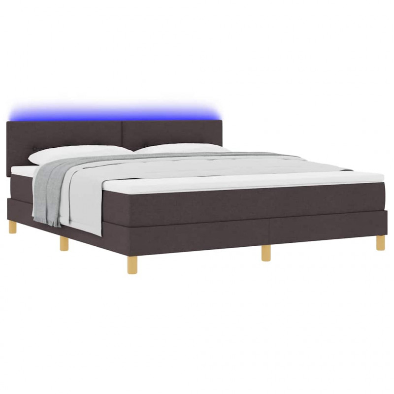 Łóżko z sprężyną LED z LED Ciemny brąz 180 x 200 cm tkanina