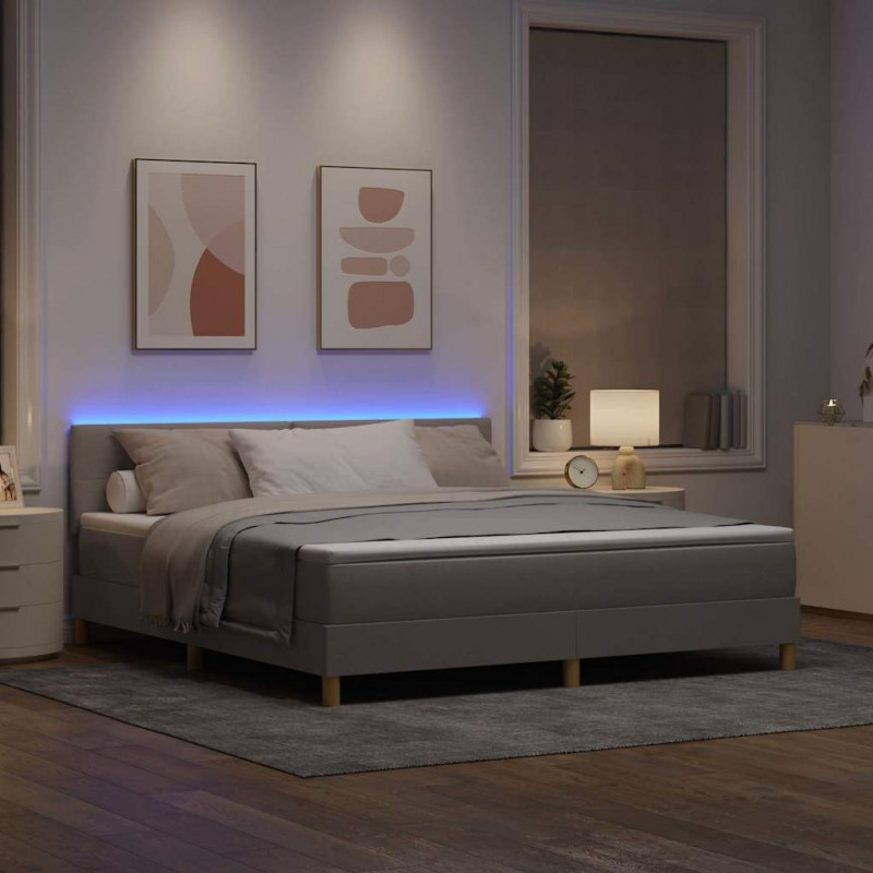 Łóżko z sprężyną LED z LED Ciemnoszary 180 x 200 cm tkanina