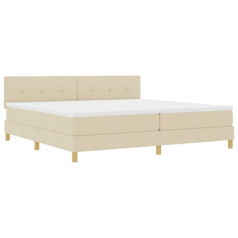 Łóżko z sprężyną LED z materacem Kremowy 200 x 200 cm tkanina