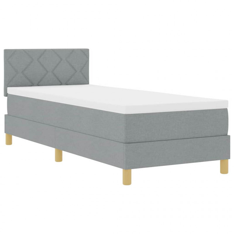 Łóżko z sprężyną LED z materacem Jasnoszary 80 x 200 cm tkanina