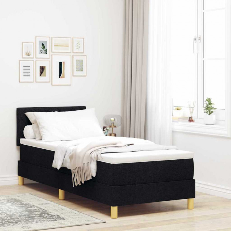 Łóżko z sprężyną LED z materacem Czarny 80 x 200 cm tkanina