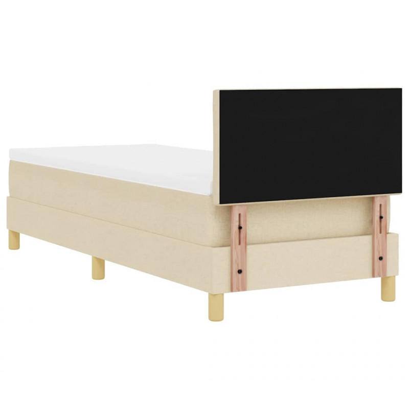 Łóżko z sprężyną LED z materacem Kremowy 80 x 200 cm tkanina