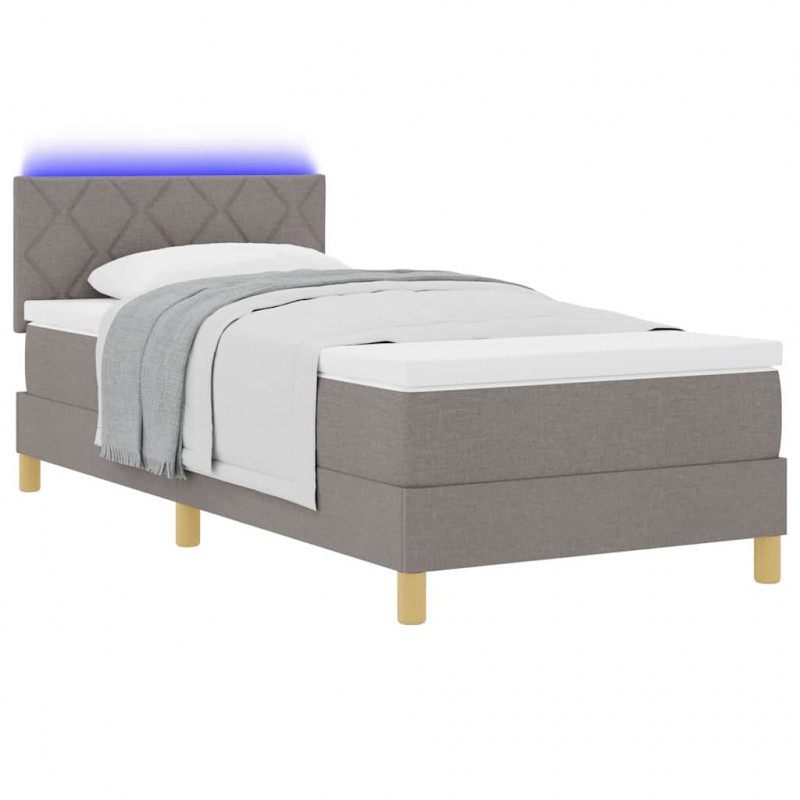 Łóżko z sprężyną LED z LED Ciemnoszary 90 x 190 cm tkanina