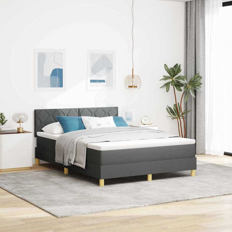 Łóżko z sprężyną LED z LED Ciemnoszary 160 x 200 cm tkanina
