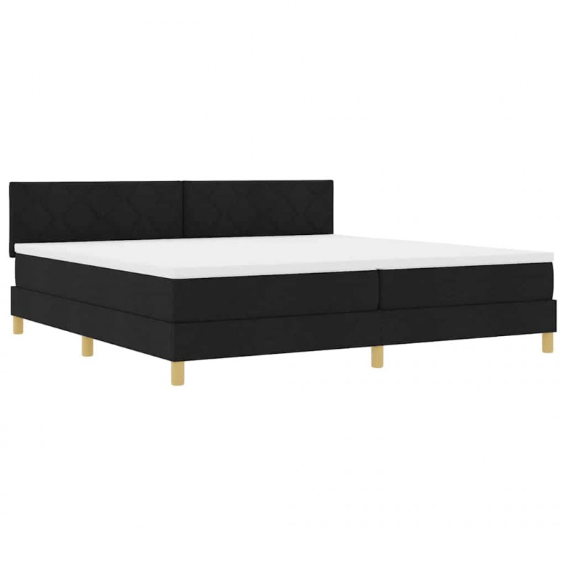Łóżko z sprężyną LED z materacem Czarny 200 x 200 cm tkanina
