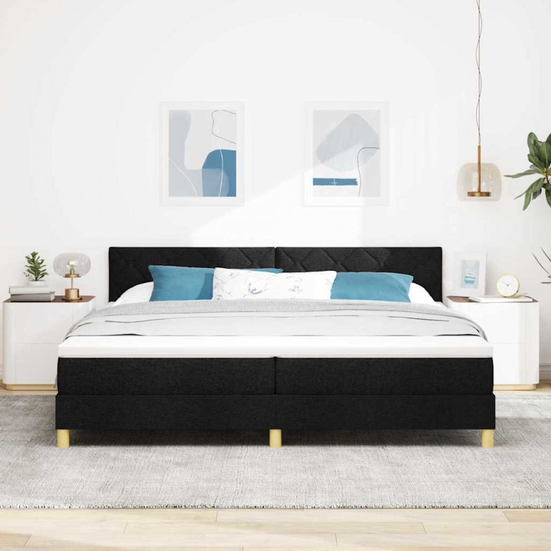 Łóżko z sprężyną LED z materacem Czarny 200 x 200 cm tkanina