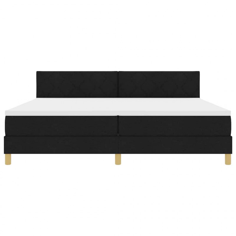 Łóżko z sprężyną LED z materacem Czarny 200 x 200 cm tkanina