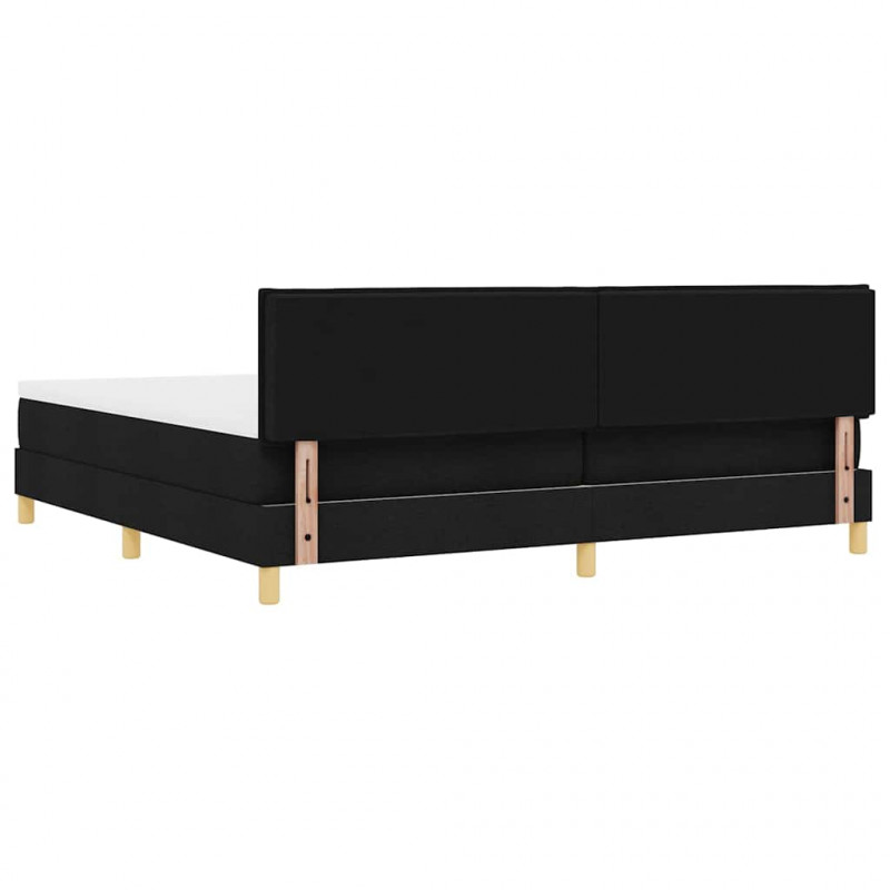 Łóżko z sprężyną LED z materacem Czarny 200 x 200 cm tkanina