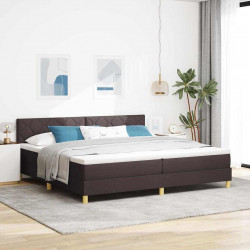 Łóżko z sprężyną LED z LED Ciemny brąz 200 x 200 cm tkanina