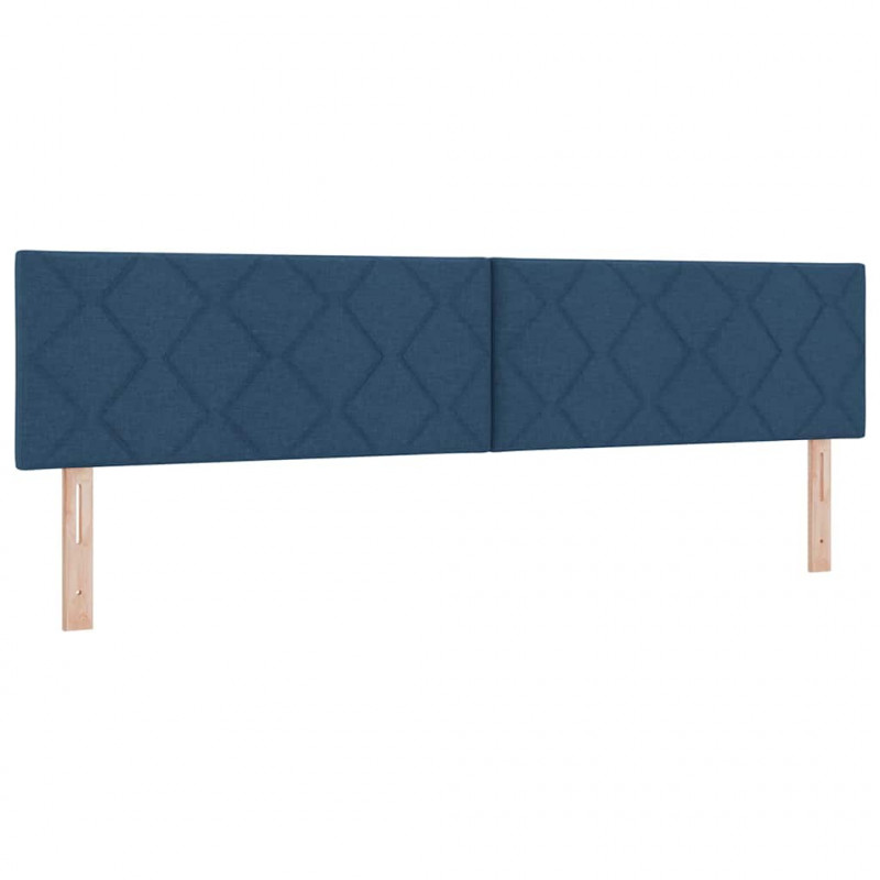 Łóżko z sprężyną LED z materacem Niebieski 200 x 200 cm tkanina