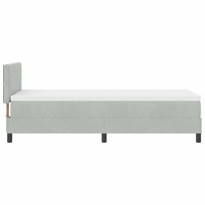 Łóżko z sprężyną LED z materacem Jasnoszary 80 x 200 cm Aksamit