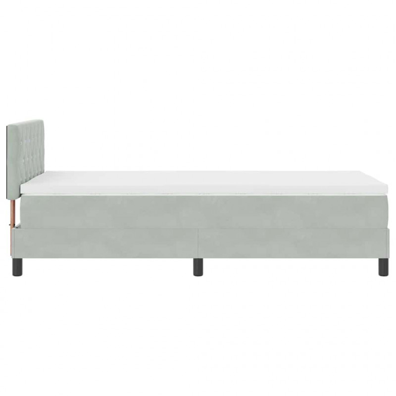 Łóżko z sprężyną LED z materacem Jasnoszary 90 x 190 cm Aksamit
