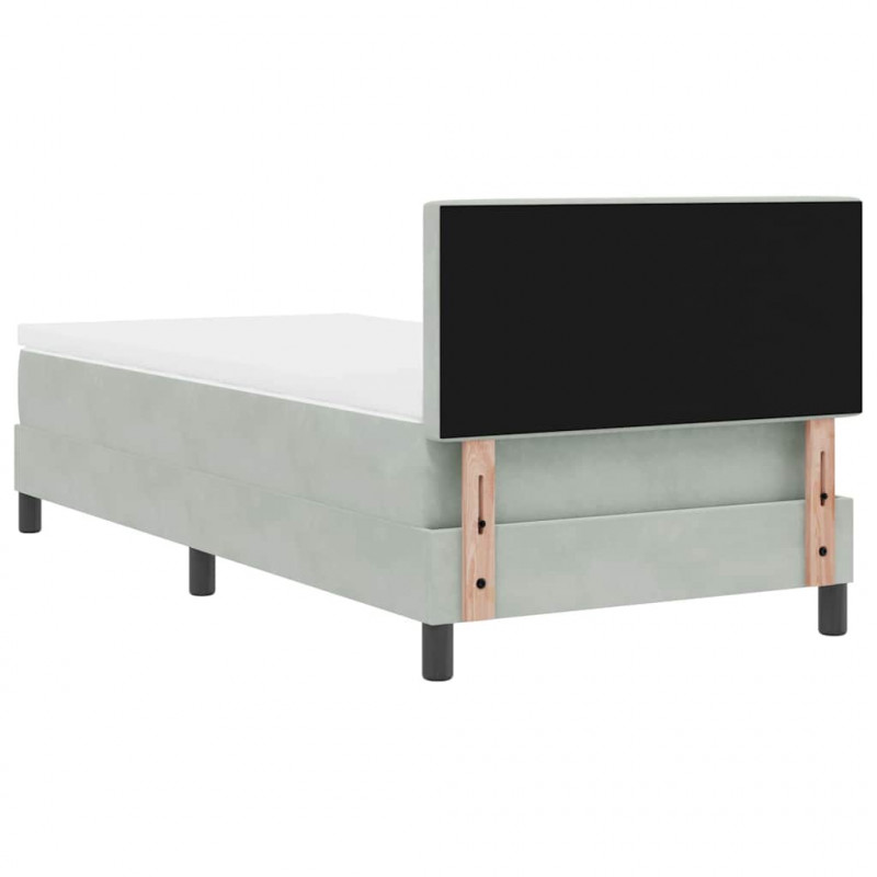 Łóżko z sprężyną LED z materacem Jasnoszary 90 x 190 cm Aksamit