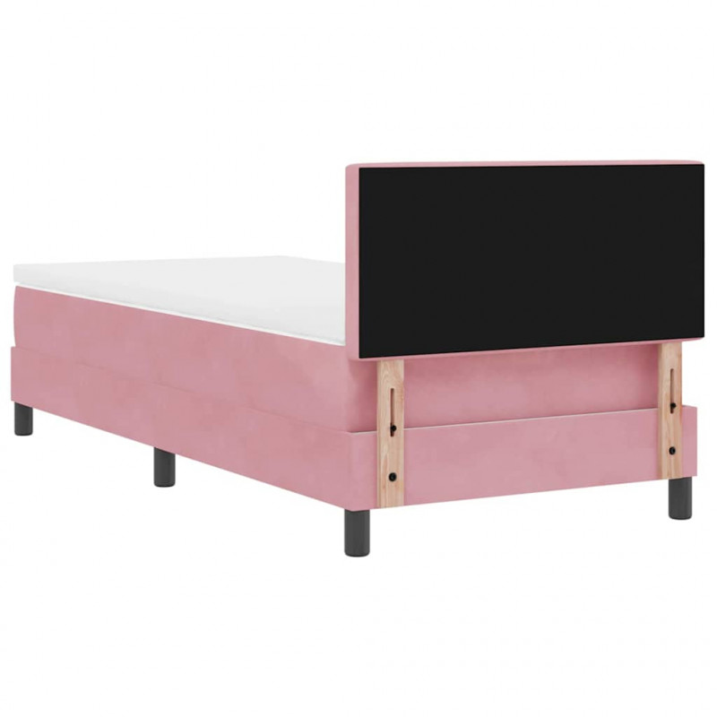 Łóżko z sprężyną LED z materacem Różowy 90 x 200 cm Aksamit