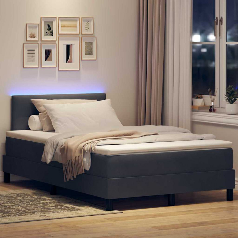 Łóżko z sprężyną LED z LED Ciemnoszary 120 x 200 cm Aksamit