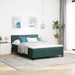 Łóżko z sprężyną LED z LED Ciemna zieleń 140 x 190 cm Aksamit