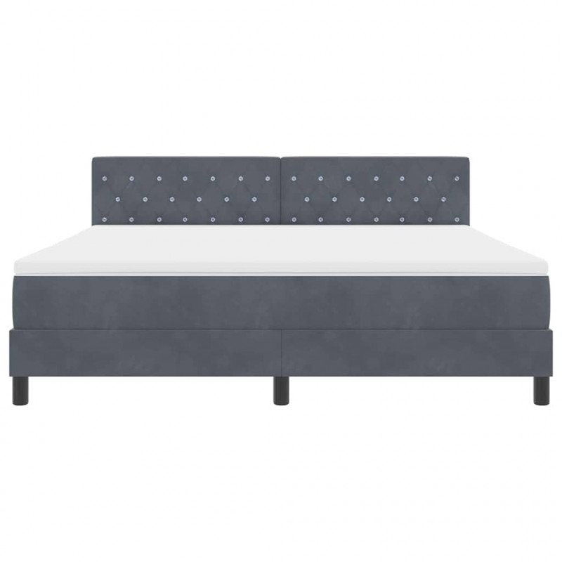 Łóżko z sprężyną LED z LED Ciemnoszary 180 x 200 cm Aksamit