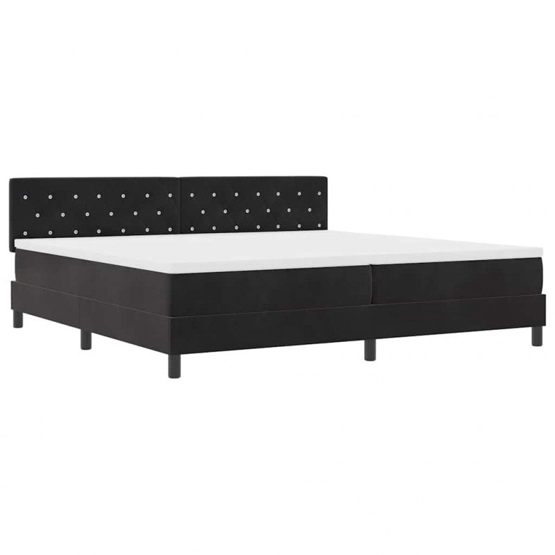 Łóżko z sprężyną LED z materacem Czarny 200 x 200 cm Aksamit