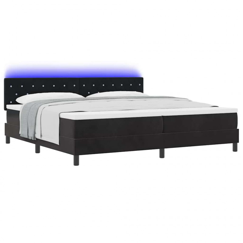 Łóżko z sprężyną LED z materacem Czarny 200 x 200 cm Aksamit