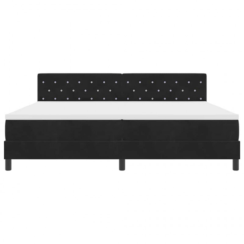 Łóżko z sprężyną LED z materacem Czarny 200 x 200 cm Aksamit