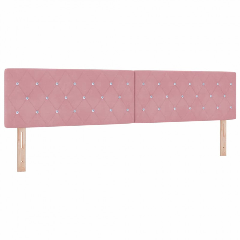 Łóżko z sprężyną LED z materacem Różowy 200 x 200 cm Aksamit