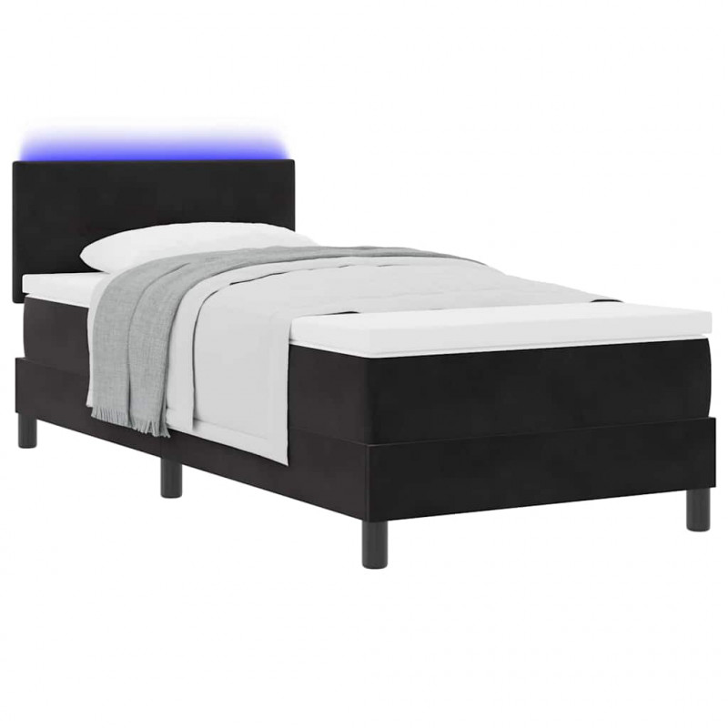 Łóżko z sprężyną LED z materacem Czarny 80 x 200 cm Aksamit