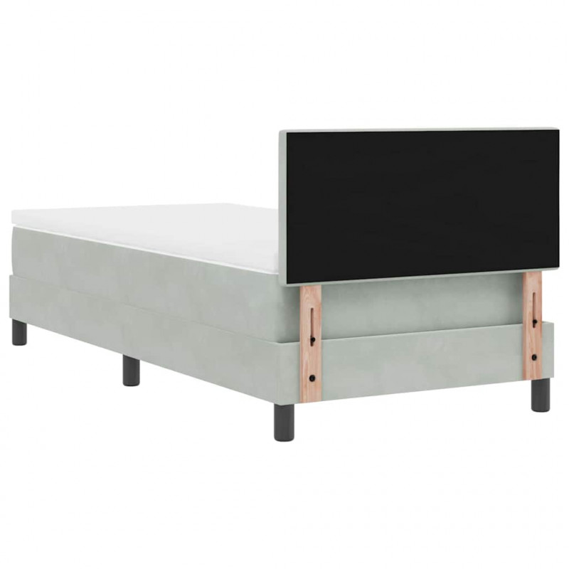 Łóżko z sprężyną LED z materacem Jasnoszary 90 x 190 cm Aksamit