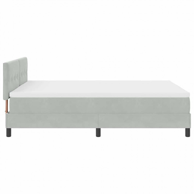 Łóżko z sprężyną LED z LED Jasnoszary 140 x 190 cm Aksamit
