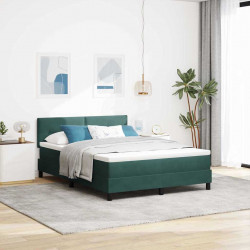 Łóżko z sprężyną LED z LED Ciemna zieleń 140 x 200 cm Aksamit