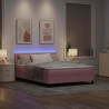 Łóżko z sprężyną LED z materacem Różowy 160 x 200 cm Aksamit