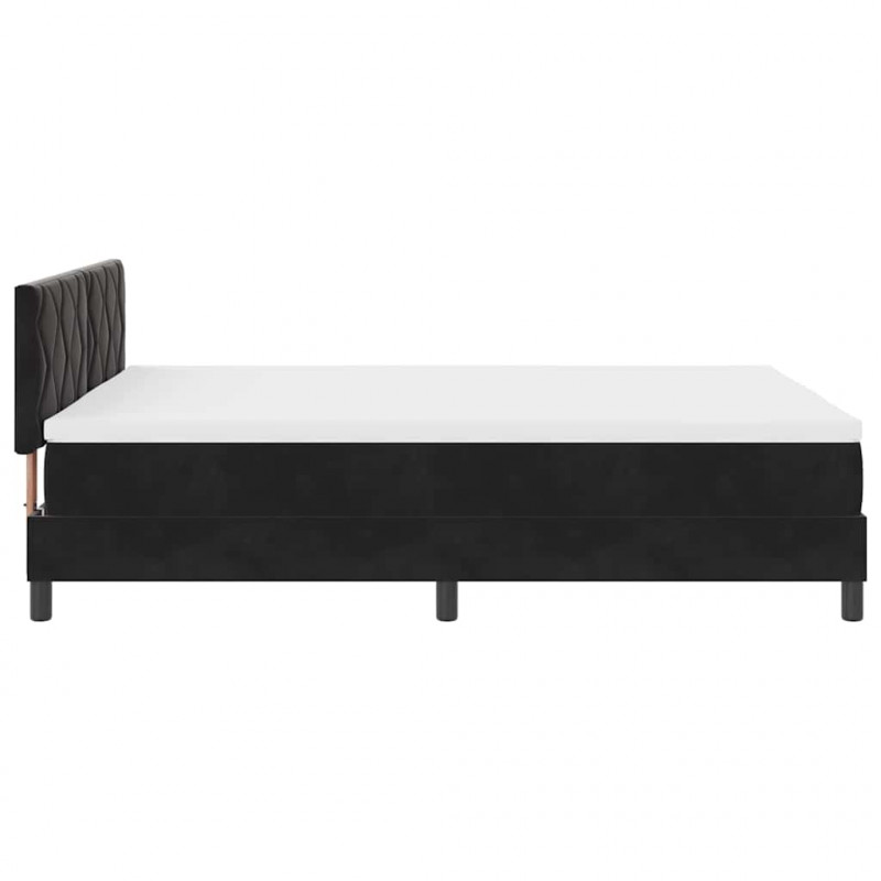 Łóżko z sprężyną LED z materacem Czarny 140 x 190 cm Aksamit