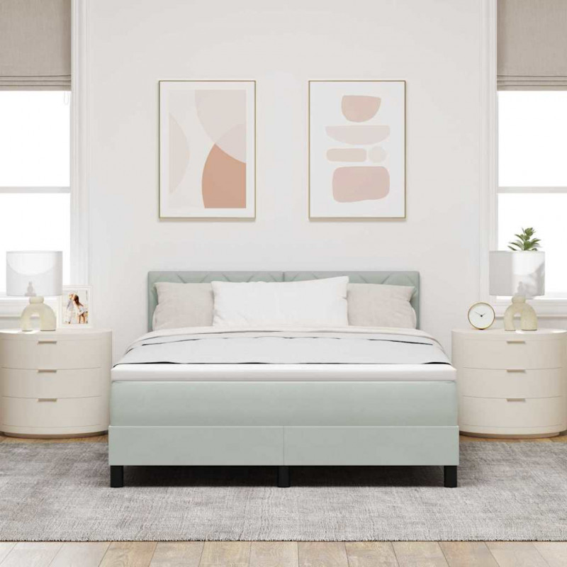 Łóżko z sprężyną LED z LED Jasnoszary 140 x 200 cm Aksamit