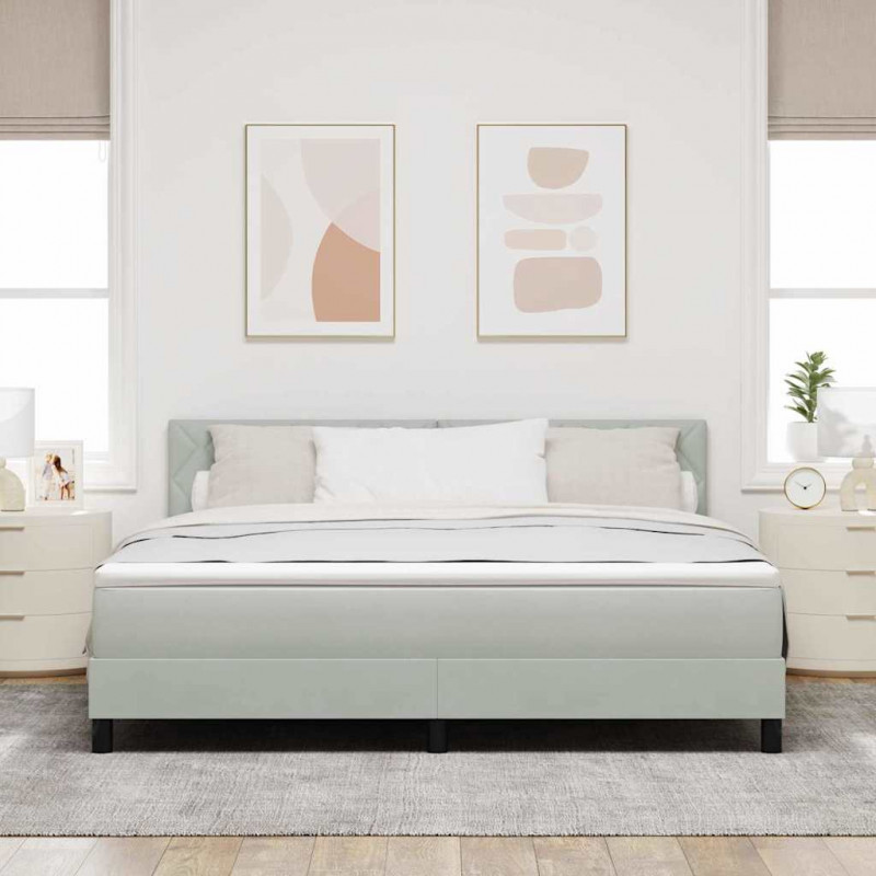 Łóżko z sprężyną LED z LED Jasnoszary 180 x 200 cm Aksamit