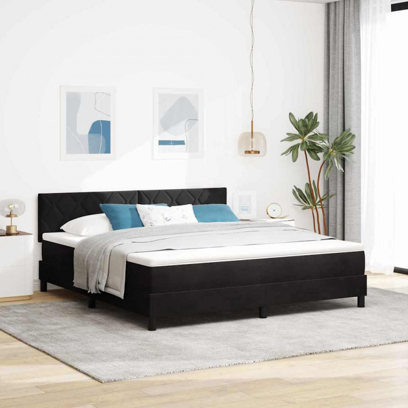 Łóżko z sprężyną LED z materacem Czarny 180 x 200 cm Aksamit