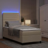 Łóżko sprężynowe z materacem z LED Kremowy 80 x 200 cm tkanina